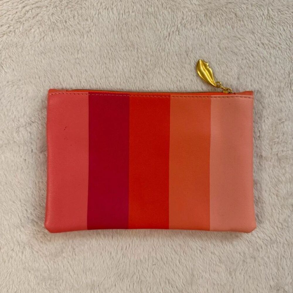 pink stripe mini makeup cosmetics bag